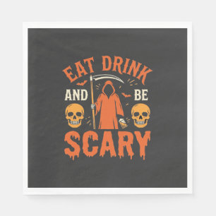 Serviette En Papier Halloween Manger Boire Soyez Terrible Faucheur Con