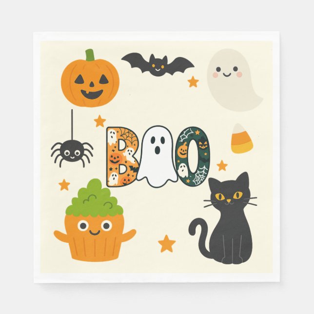 Serviette En Papier Halloween modifiable - Little Monster Bash - (Devant)