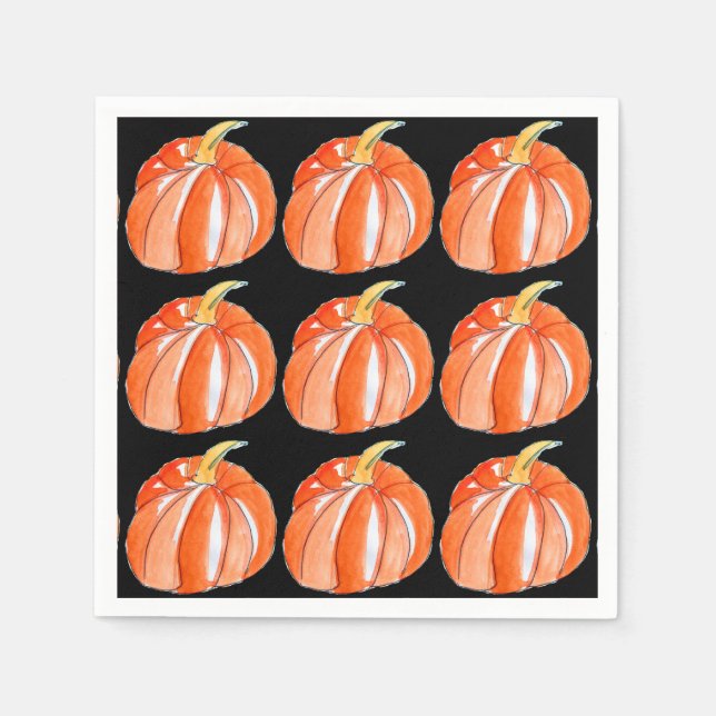 Serviette En Papier Halloween orange mignonne citrouille fête (Devant)