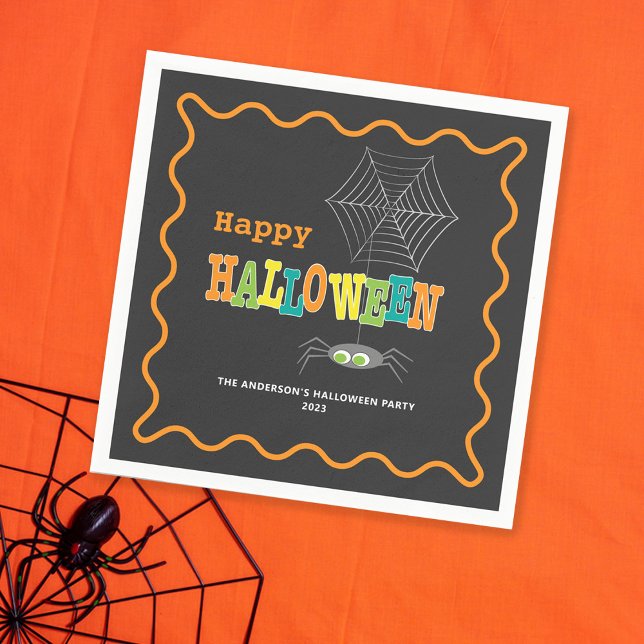 Serviette En Papier Halloween Party mignonne Spider Colorée Typographi (Créateur téléchargé)