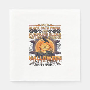 Serviette En Papier Halloween Pêche Heureuse Chats Noirs Citrouilles C