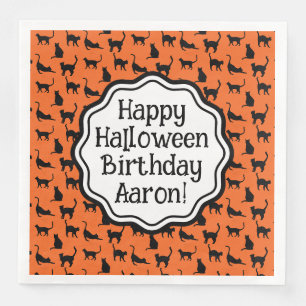 Serviette En Papier Halloween personnalisé Anniversaire Chat noir oran