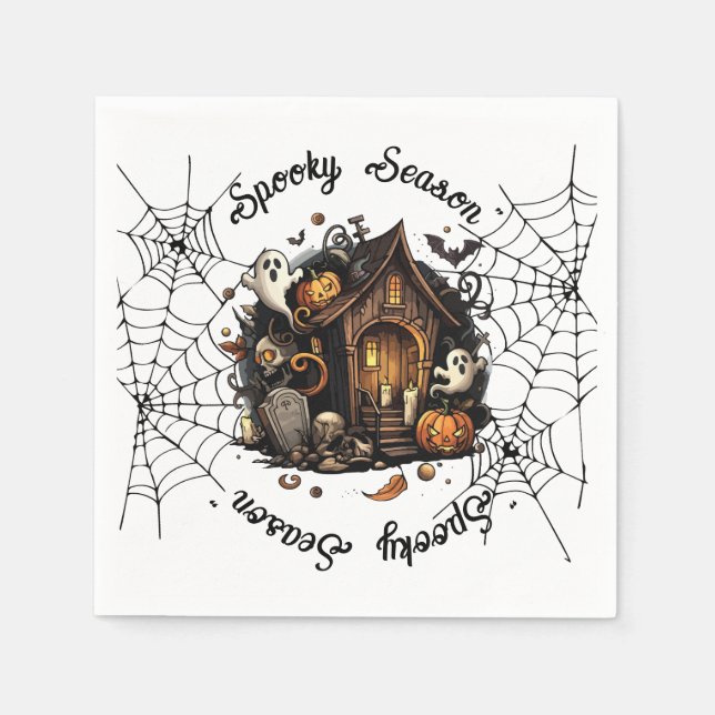 Serviette En Papier Halloween  👻 saison effrayante  💀 Serviettes 🍽️ (Devant)