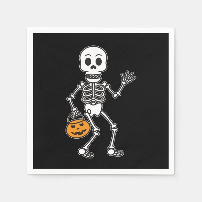 Serviette En Papier Halloween Skeleton Papier Napkin (Devant)