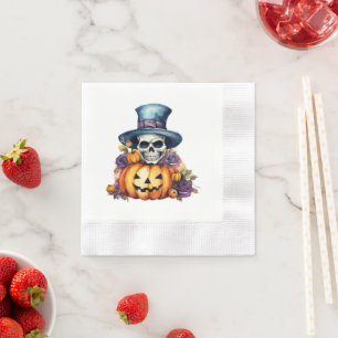 Serviette En Papier Halloween Skeleton Papier Napkin