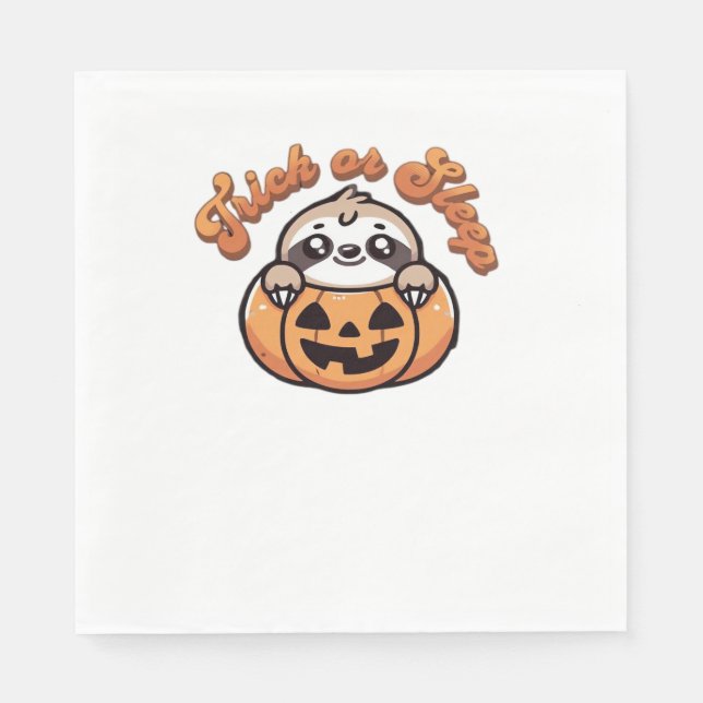 Serviette En Papier Halloween Sloth Trick ou Sleep Jote Slote Citrouil (Devant)
