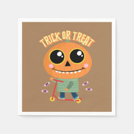 Serviette En Papier Halloween soirée napkin, citrouille sur scooter