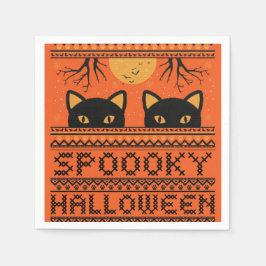 Serviette En Papier Halloween soirée serviette, chats noirs, Orange Éf