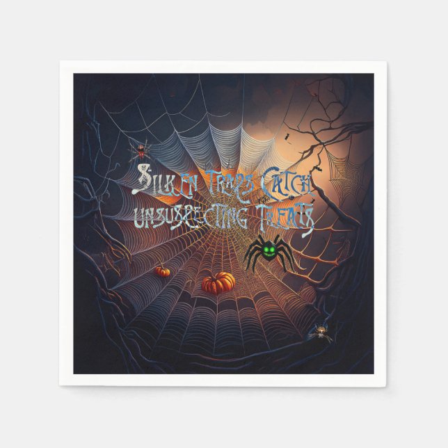 Serviette En Papier Halloween Spider Web Trick ou Traitements (Devant)