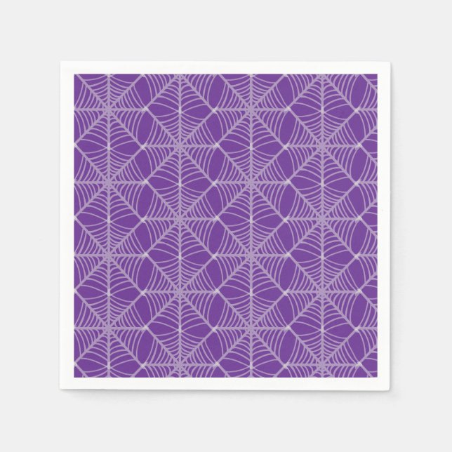 Serviette En Papier Halloween Spider Webs en violet et blanc (Devant)