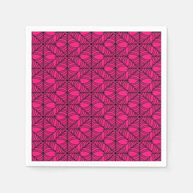 Serviette En Papier Halloween Spider Webs sur rose (Devant)