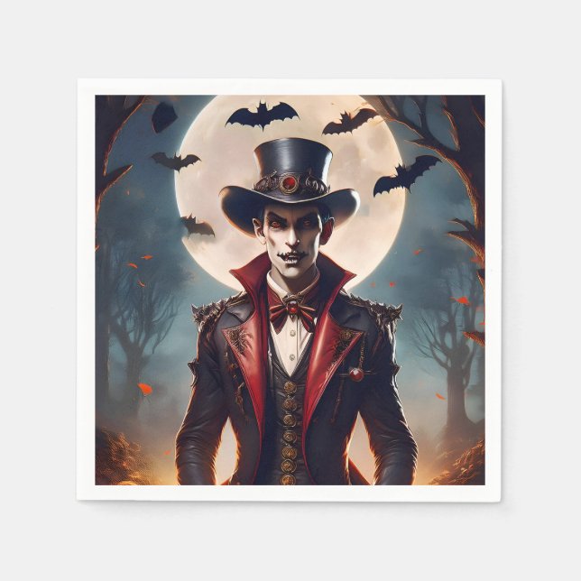 Serviette En Papier Halloween Steampunk Gothique Zombie Vampire (Devant)