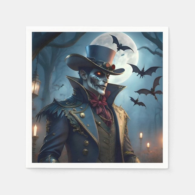 Serviette En Papier Halloween Steampunk Southern Gentleman Zombie (Devant)