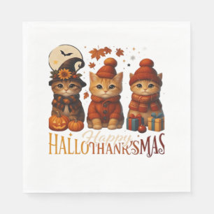Serviette En Papier Halloween Thanksgiving Noël Happy HalloThanks