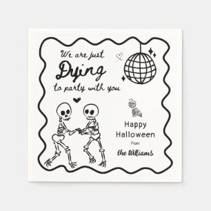 Serviette En Papier Halloween Whimsical Quirky Hand Drake Skeleton