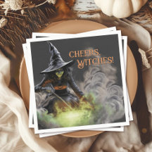 Halloween Witch Stirring Cauldron