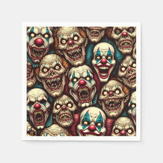 Serviette En Papier Halloween Zombie Clown Déplaisant éffrayant (Devant)