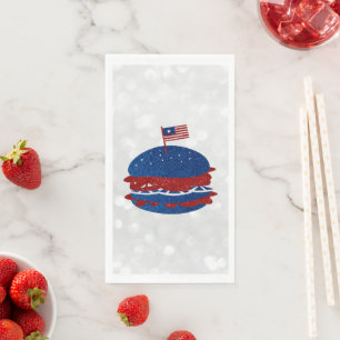 Serviette En Papier Hamburger 4 juillet Paillettes