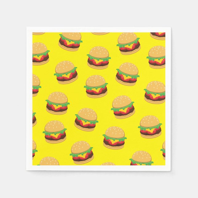 Serviette En Papier Hamburger Anniversaire Burger Napkins (Devant)