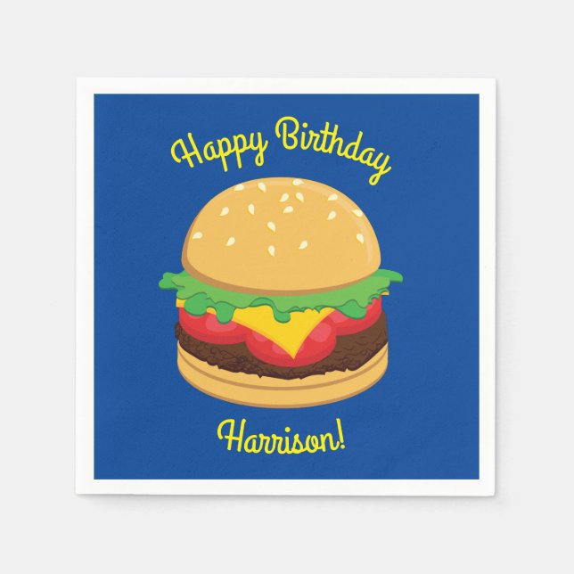 Serviette En Papier Hamburger Anniversaire de fête Burger (Devant)