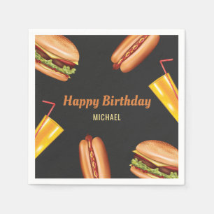 Serviette En Papier Hamburger Hot Dog BBQ Grill Nourriture heureux Ann
