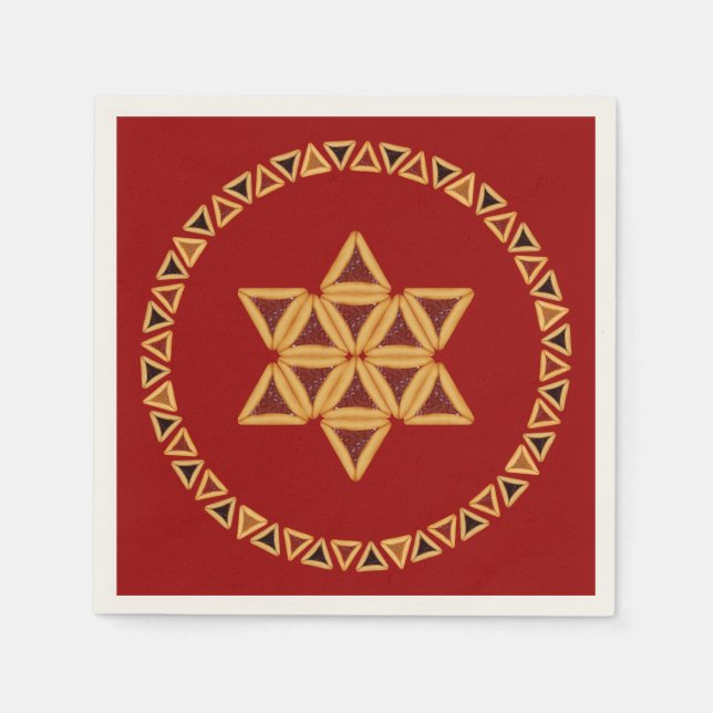 Serviette En Papier Hamentashen Star de David Papier Napkins (Devant)