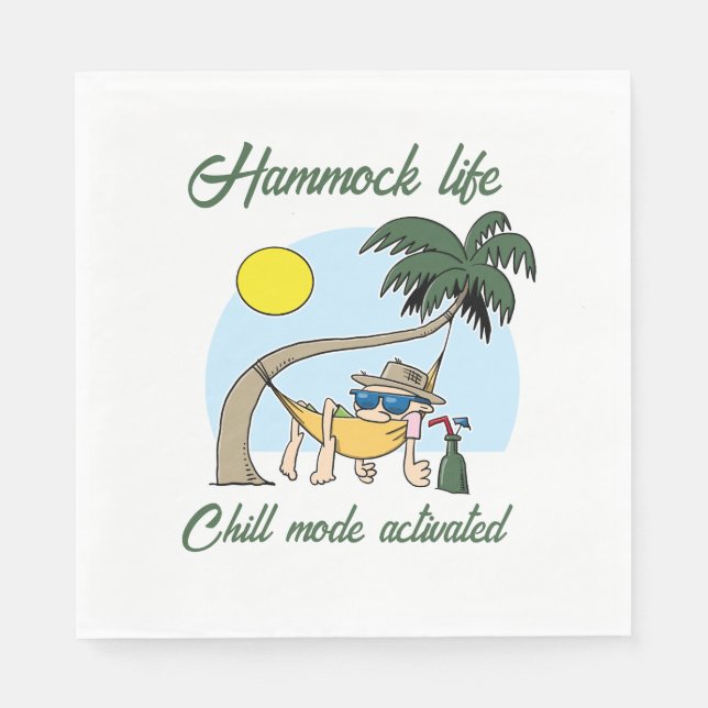 Serviette En Papier Hammock Life Chill Mode Activé Drôle Cartoon (Devant)
