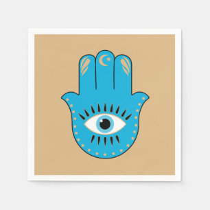 Serviette En Papier Hamsa main Grec mal Oeil bleu