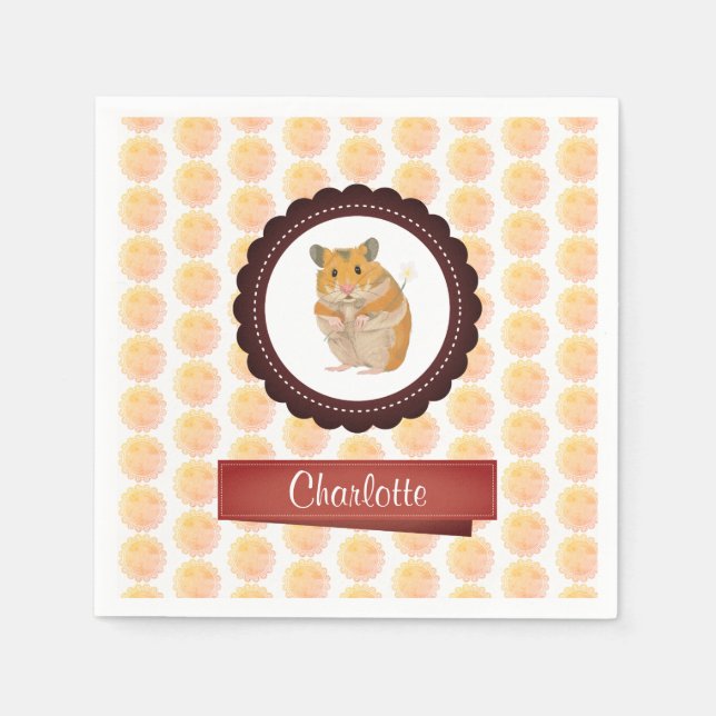 Serviette En Papier Hamster de filles rouges et roses (Devant)