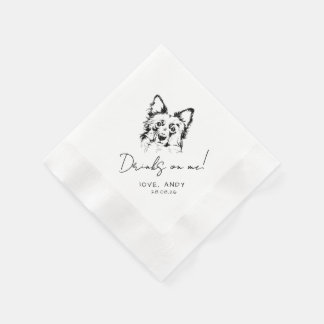 Serviette En Papier Hand Drawn Border Collie Drinks on me Cocktail