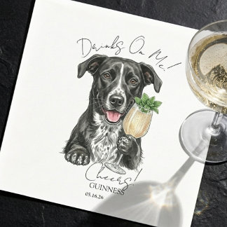Serviette En Papier Hand Drawn Dog Portrait Signature Drink 