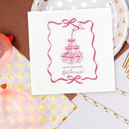 Serviette En Papier Hand Drawn Doodles Champagne Tower Birthday Party
