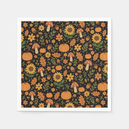 Serviette En Papier Hand Drawn Rustic Fall Pattern Napkins