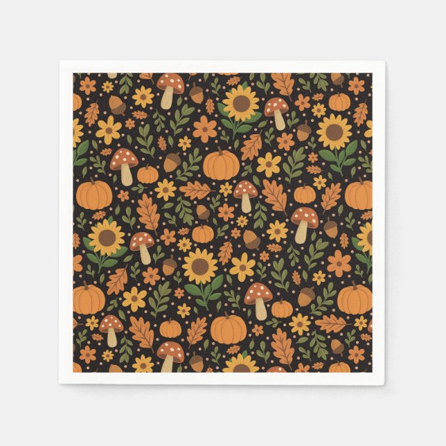 Serviette En Papier Hand Drawn Rustic Fall Pattern Napkins (Devant)
