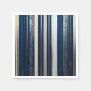 Serviette En Papier Hanoukka Blues Stripes Bleu Blanc Or