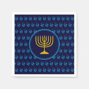 Serviette En Papier HANOUKKA Dreidel Menorah BLUE Paper