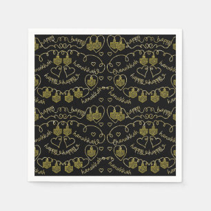 Serviette En Papier Hanoukka Gold Dreidels