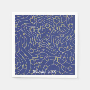 Serviette En Papier Hanoukka Napkin Personnaliser "Stars & Dreidels"