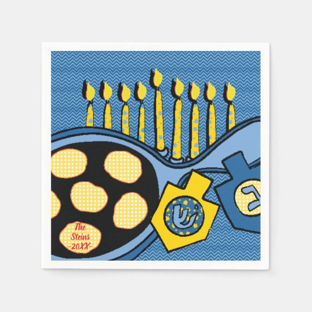 Serviette En Papier Hanoukka Napkins Personnaliser "Latkes & Lights" (Devant)