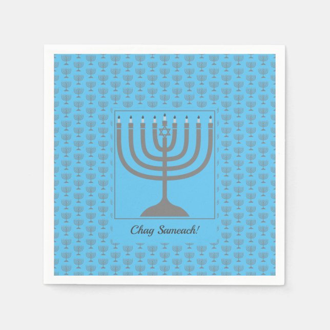 Serviette En Papier Hanoukka personnalisée | Papier MENORAH (Devant)