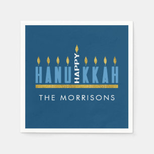 Serviette En Papier Hanukkah   Menorah personnalisée Joyeux Hanukkah