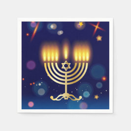 Serviette En Papier Hanukkiah Happy Hanukkah Jewish Gold Menorah
