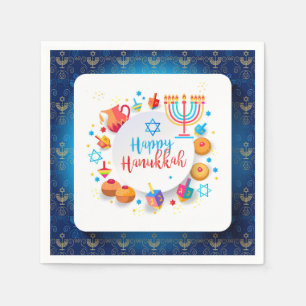 Serviette En Papier Hanukkiah Joyeux Hanukkah Fête juive Menorah