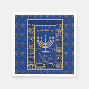 Serviette En Papier Hanukkiah Joyeux Hanukkah Juif dreidel Menorah