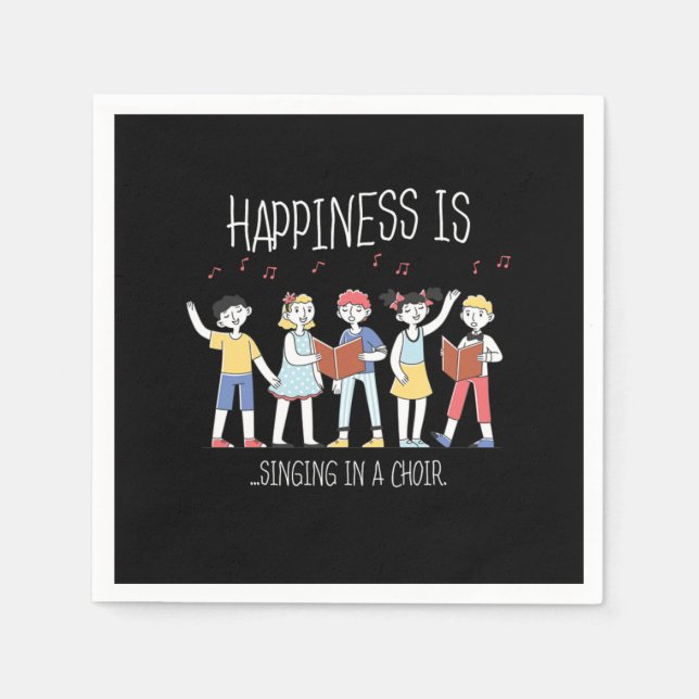 Serviette En Papier Happiness Chorale Chanteur Musicien Chanter Cadeau (Devant)