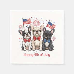 Serviette En Papier Happy 4 juillet Bulldogs français