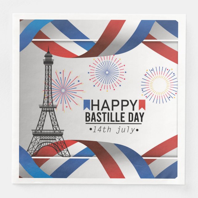 Serviette En Papier Happy Bastille Day - 14th July (Devant)