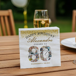 Serviette En Papier Happy Birthday Cheers To 80 Years Photo Collage