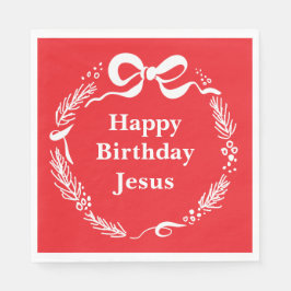 Serviette En Papier Happy Birthday Jesus | Hand Drawn Bow Christmas