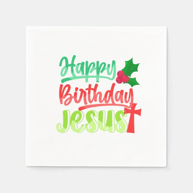 Serviette En Papier Happy Birthday Jesus Xmas Merry Christmas Gift (Devant)